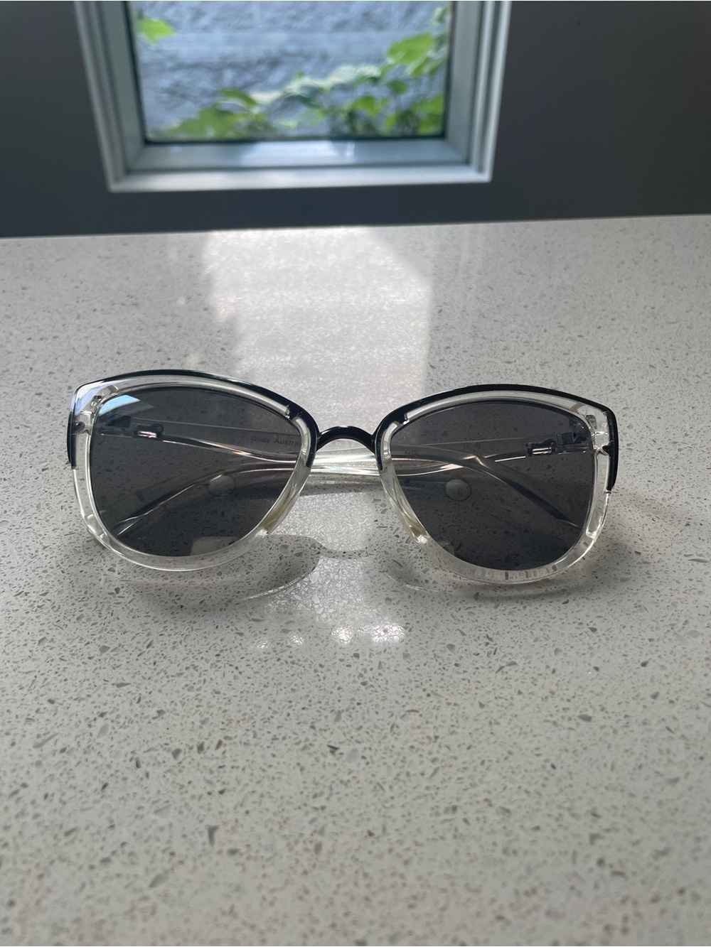 Quay Australia Clear Frame Black Lens Women's Sunglasses